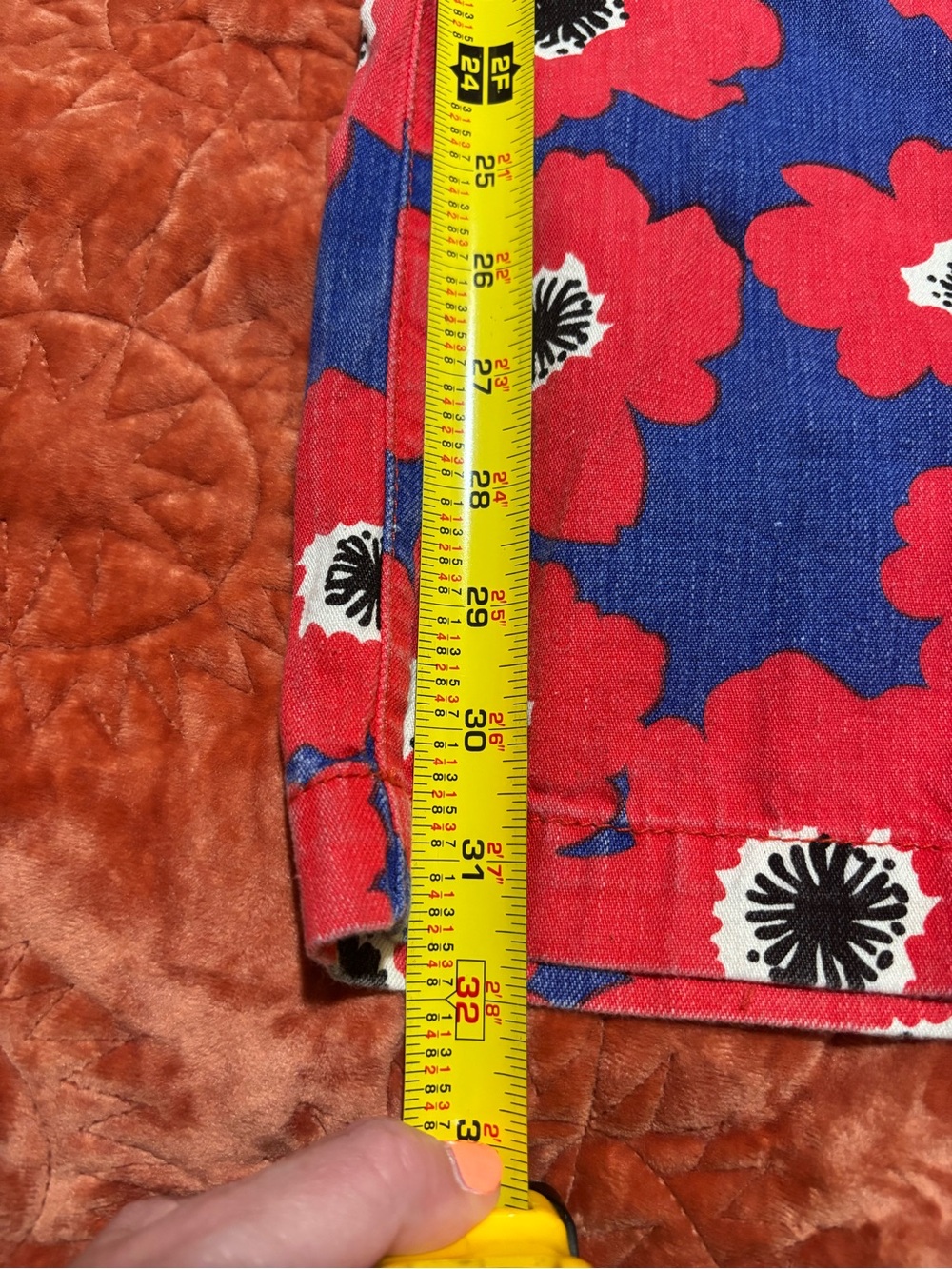 MOTHER Blue and Red Floral Straight Leg Pants - Picture 7 of 12